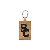 USC Trojans SC Interlock Alder Wood Keychain